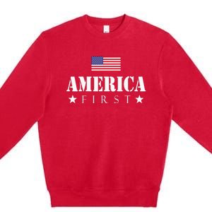 America First Trump 2024 America First 4th July Day Premium Crewneck Sweatshirt