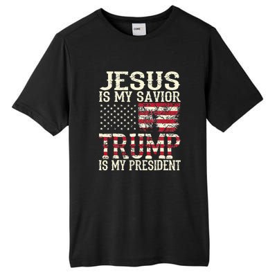 American Flag Tee Jesus Is My Savior Trump Tall Fusion ChromaSoft Performance T-Shirt