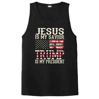 American Flag Tee Jesus Is My Savior Trump PosiCharge Competitor Tank