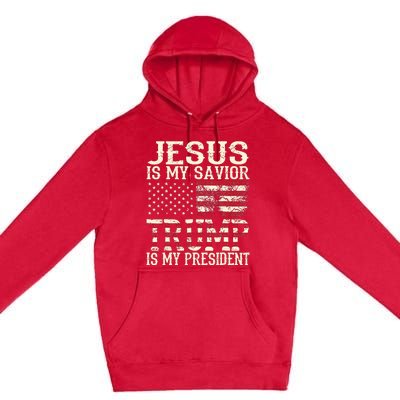 American Flag Tee Jesus Is My Savior Trump Premium Pullover Hoodie