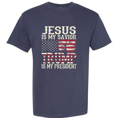 American Flag Tee Jesus Is My Savior Trump Garment-Dyed Heavyweight T-Shirt