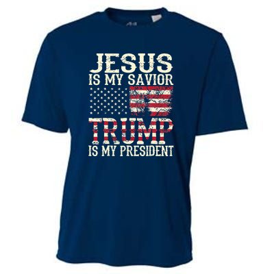 American Flag Tee Jesus Is My Savior Trump Cooling Performance Crew T-Shirt