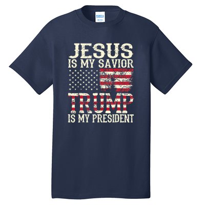 American Flag Tee Jesus Is My Savior Trump Tall T-Shirt