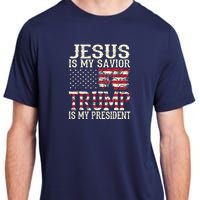 American Flag Tee Jesus Is My Savior Trump Adult ChromaSoft Performance T-Shirt