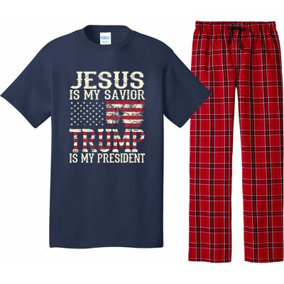 American Flag Tee Jesus Is My Savior Trump Pajama Set