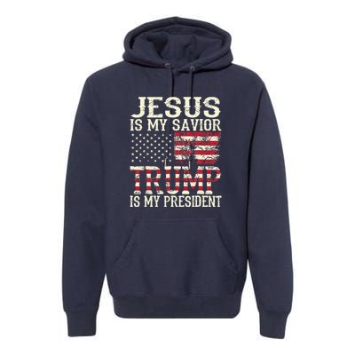 American Flag Tee Jesus Is My Savior Trump Premium Hoodie