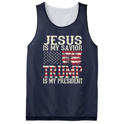 American Flag Tee Jesus Is My Savior Trump Mesh Reversible Basketball Jersey Tank