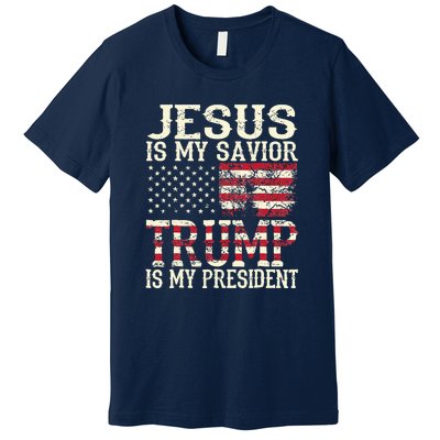 American Flag Tee Jesus Is My Savior Trump Premium T-Shirt