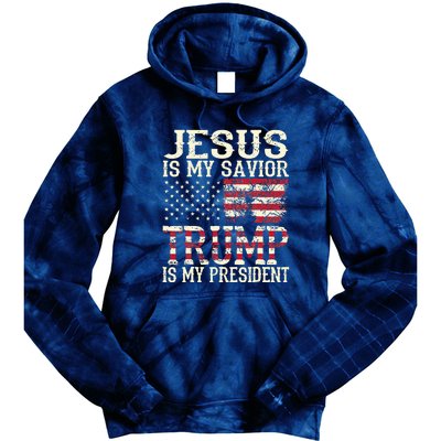 American Flag Tee Jesus Is My Savior Trump Tie Dye Hoodie