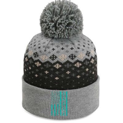 American Flag Teal Ribbon Cool Ovarian Cancer Awareness Gift The Baniff Cuffed Pom Beanie