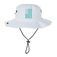 American Flag Teal Ribbon Cool Ovarian Cancer Awareness Gift Legacy Cool Fit Booney Bucket Hat