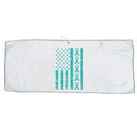 American Flag Teal Ribbon Cool Ovarian Cancer Awareness Gift Large Microfiber Waffle Golf Towel