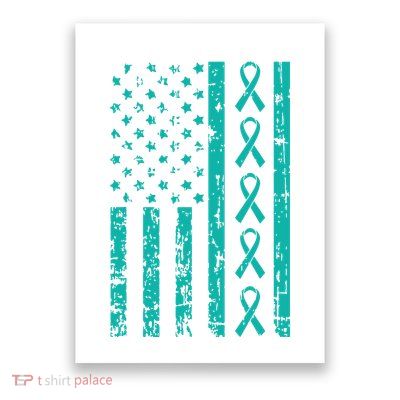 American Flag Teal Ribbon Cool Ovarian Cancer Awareness Gift Poster