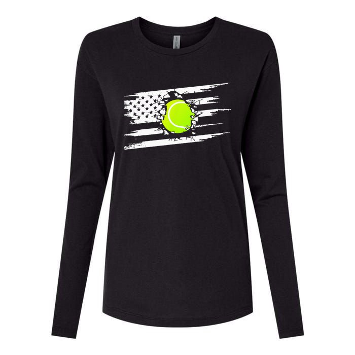 American Flag Tennis Apparel Tennis Womens Cotton Relaxed Long Sleeve T-Shirt