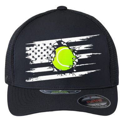 American Flag Tennis Apparel Tennis Flexfit Unipanel Trucker Cap