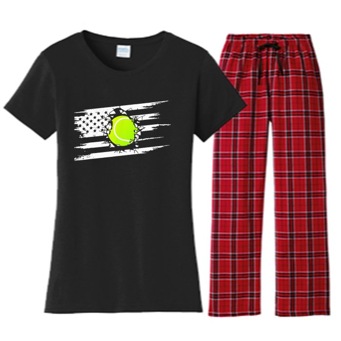 American Flag Tennis Apparel Tennis Women's Flannel Pajama Set