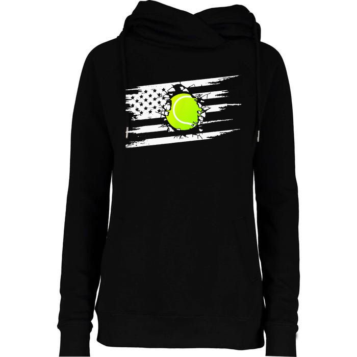 American Flag Tennis Apparel Tennis Womens Funnel Neck Pullover Hood