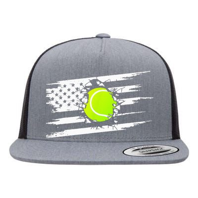 American Flag Tennis Apparel Tennis Flat Bill Trucker Hat