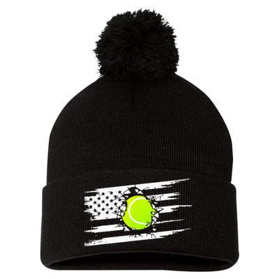 American Flag Tennis Apparel Tennis Pom Pom 12in Knit Beanie