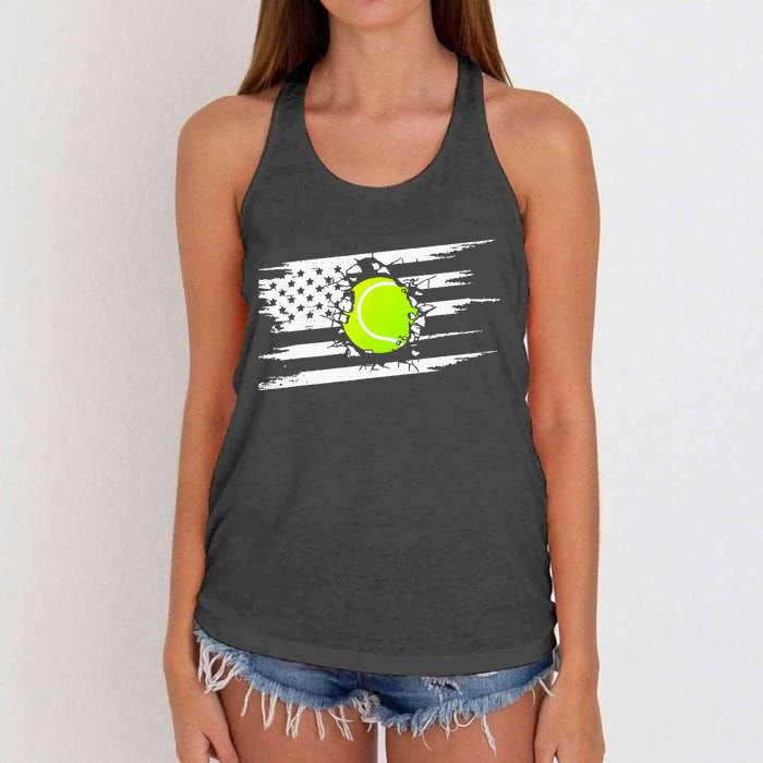 American Flag Tennis Apparel Tennis Women's Knotted Racerback Tank