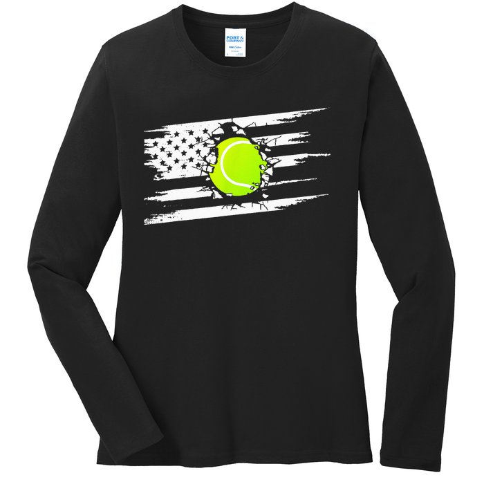 American Flag Tennis Apparel Tennis Ladies Long Sleeve Shirt