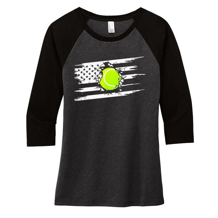 American Flag Tennis Apparel Tennis Women's Tri-Blend 3/4-Sleeve Raglan Shirt