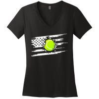 American Flag Tennis Apparel Tennis Women's V-Neck T-Shirt