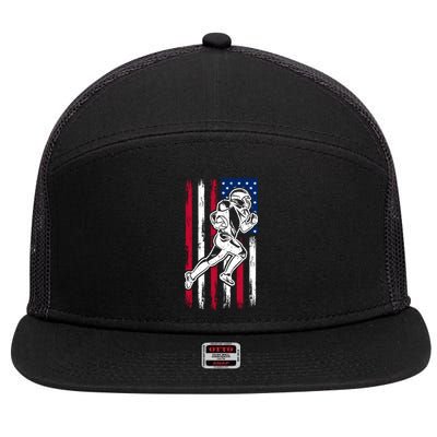 American Football Team Cool Gift Us American Flag Football Gift 7 Panel Mesh Trucker Snapback Hat