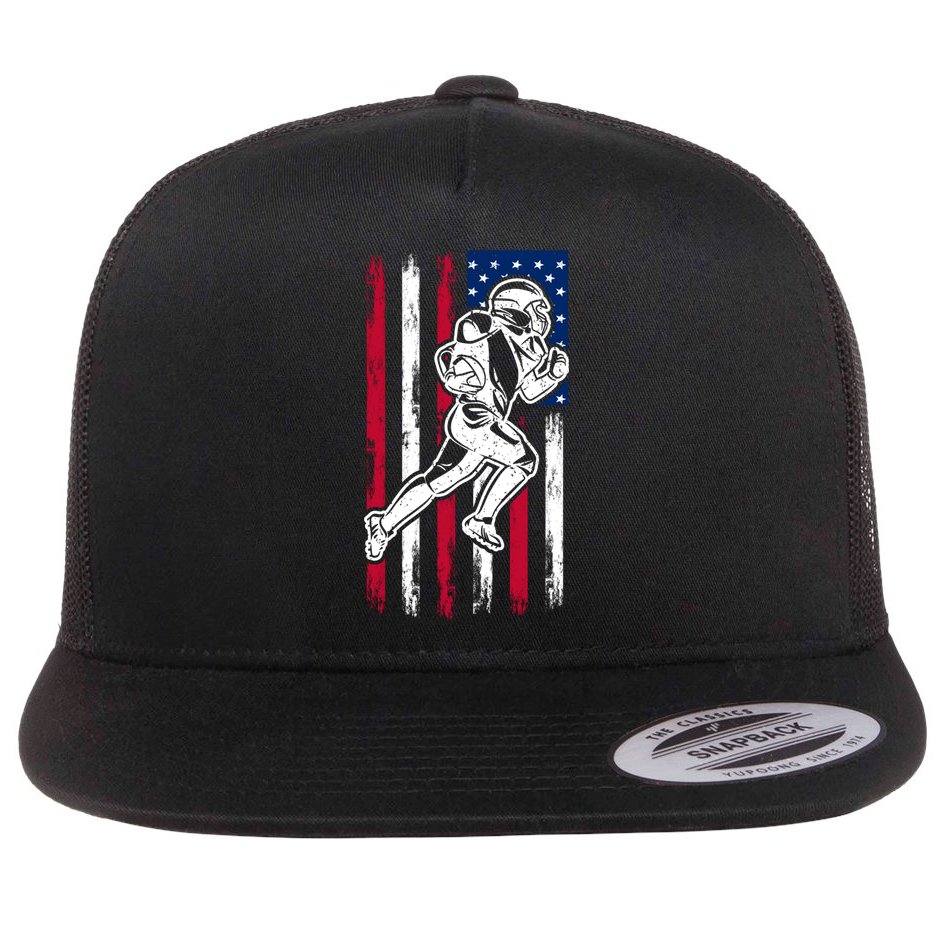 American Football Team Cool Gift Us American Flag Football Gift Flat Bill Trucker Hat