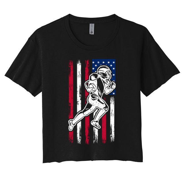 American Football Team Cool Gift Us American Flag Football Gift Women's Crop Top Tee
