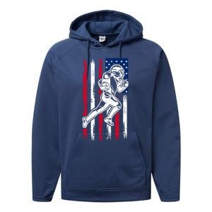 American Football Team Cool Gift Us American Flag Football Gift Performance Fleece Hoodie