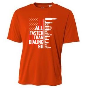 All Faster Than Dialing 911 American Flag Funny Gun Owner Gift Cooling Performance Crew T-Shirt