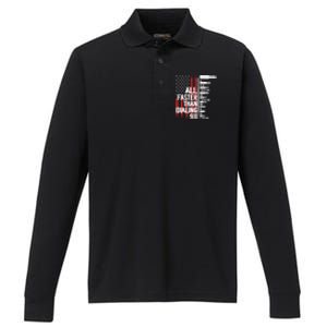 All Faster Than Dialing 911 American Flag Funny Gun Owner Gift Performance Long Sleeve Polo