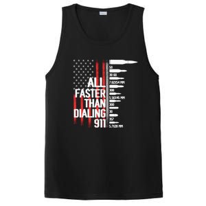 All Faster Than Dialing 911 American Flag Funny Gun Owner Gift PosiCharge Competitor Tank