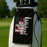 All Faster Than Dialing 911 American Flag Funny Gun Owner Gift Golf Towel