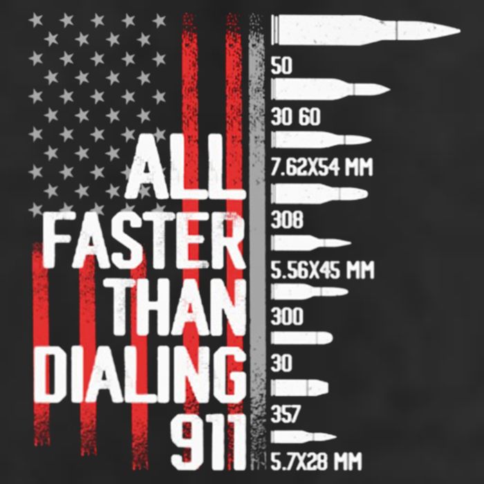 All Faster Than Dialing 911 American Flag Funny Gun Owner Gift Golf Towel
