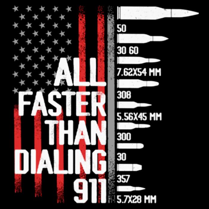 All Faster Than Dialing 911 American Flag Funny Gun Owner Gift Cropped Pullover Crew