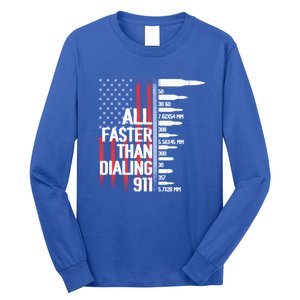 All Faster Than Dialing 911 American Flag Funny Gun Owner Gift Long Sleeve Shirt