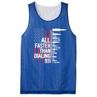 All Faster Than Dialing 911 American Flag Funny Gun Owner Gift Mesh Reversible Basketball Jersey Tank