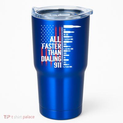 All Faster Than Dialing 911 American Flag Funny Gun Owner Gift Tumbler