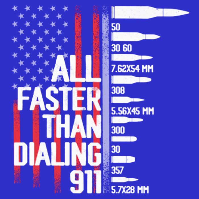 All Faster Than Dialing 911 American Flag Funny Gun Owner Gift Zip Tote Bag