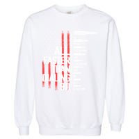All Faster Than Dialing 911 American Flag Funny Gun Owner Gift Garment-Dyed Sweatshirt