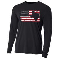 American Flag Texas 4th Of July Vintage Gift Retro Cooling Performance Long Sleeve Crew