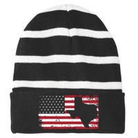 American Flag Texas 4th Of July Vintage Gift Retro Striped Beanie with Solid Band