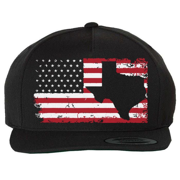 American Flag Texas 4th Of July Vintage Gift Retro Wool Snapback Cap