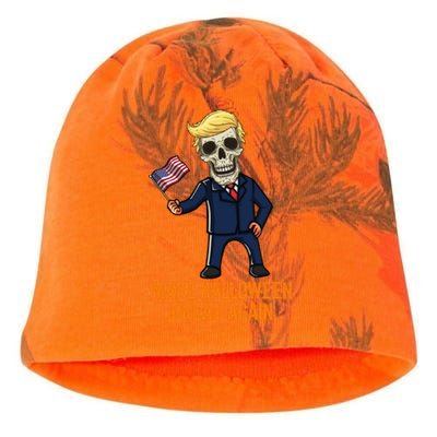 American Flag Trump Skeleton Make Halloween Great Again Gift Kati - Camo Knit Beanie