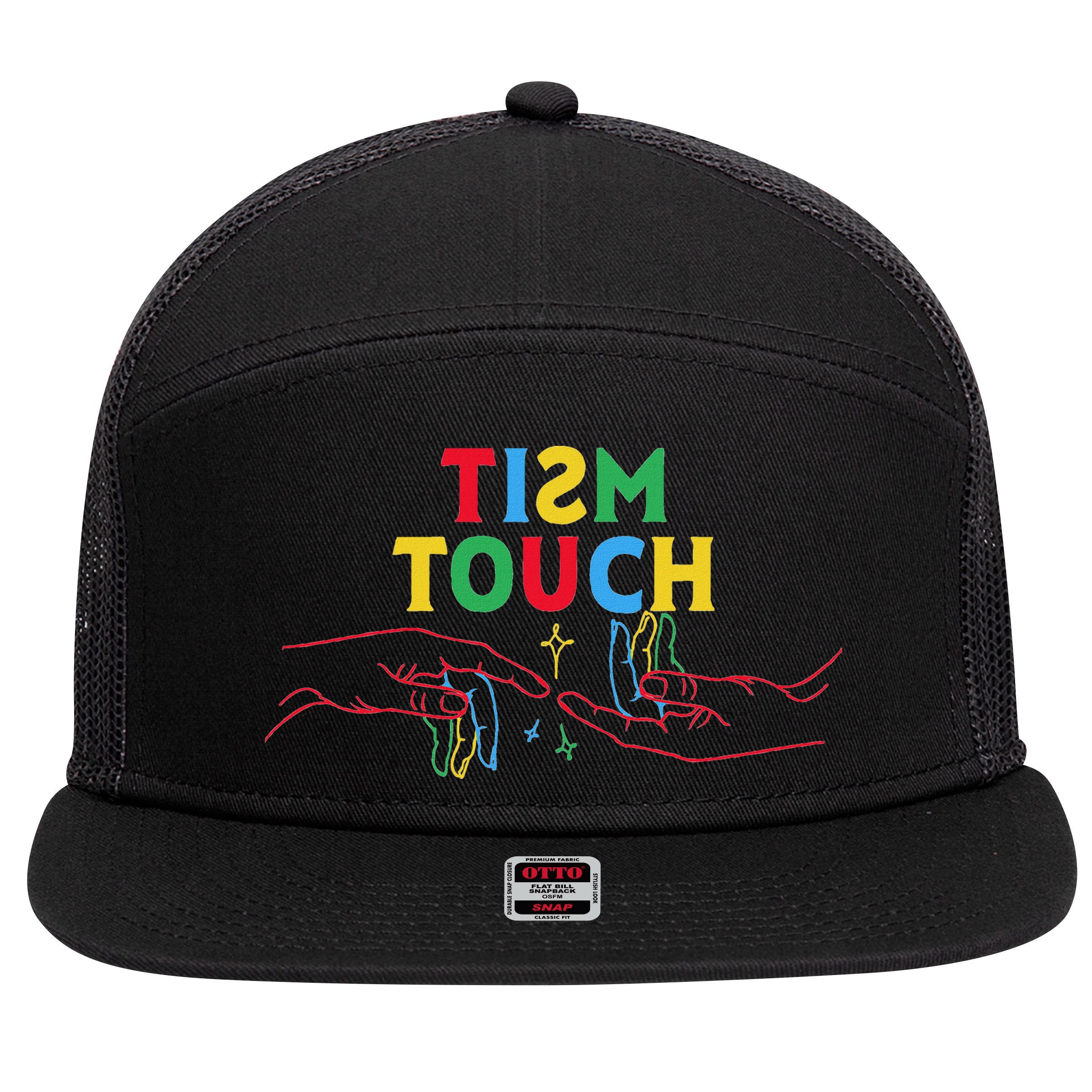 Autism Funny Tism Touch Autistic Meme Autism Awareness 7 Panel Mesh Trucker Snapback Hat