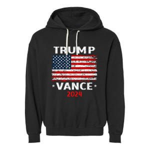 America Flag Trump Vance 2024 Vp Vice President Garment-Dyed Fleece Hoodie