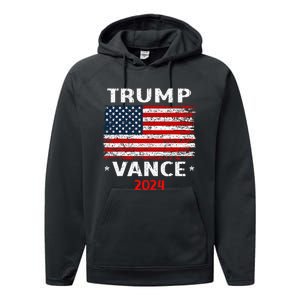 America Flag Trump Vance 2024 Vp Vice President Performance Fleece Hoodie