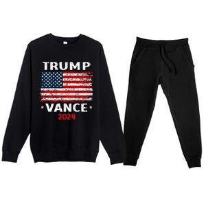 America Flag Trump Vance 2024 Vp Vice President Premium Crewneck Sweatsuit Set